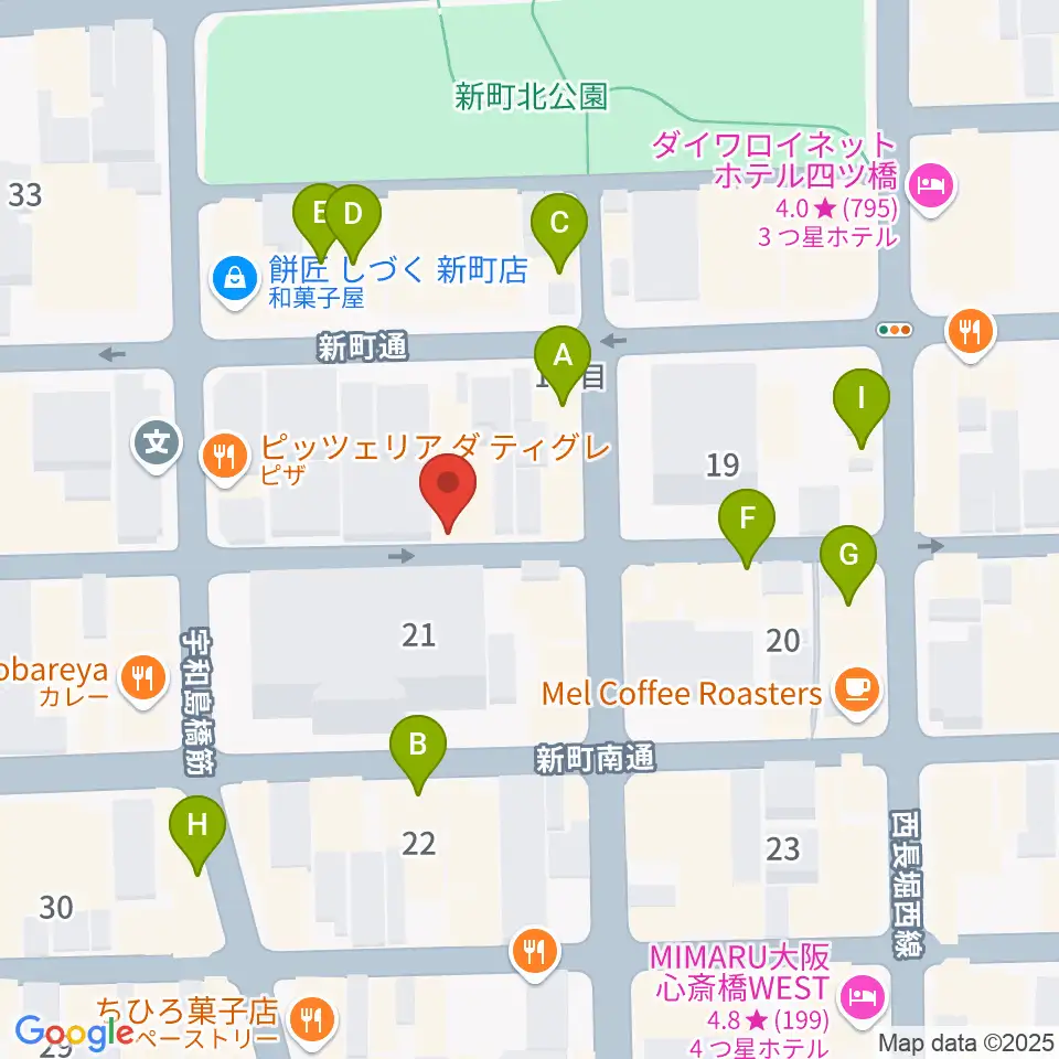 大阪スクールオブミュージック専門学校周辺のカフェ一覧地図