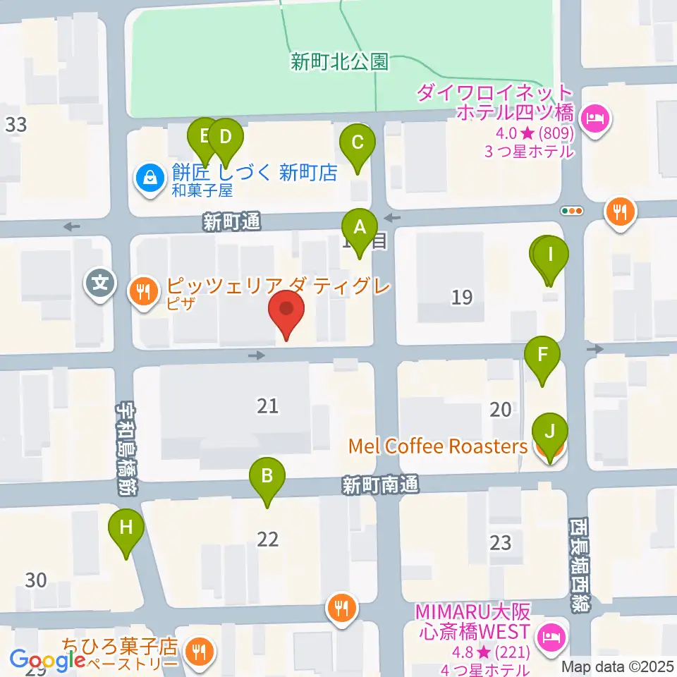 大阪スクールオブミュージック専門学校周辺のカフェ一覧地図