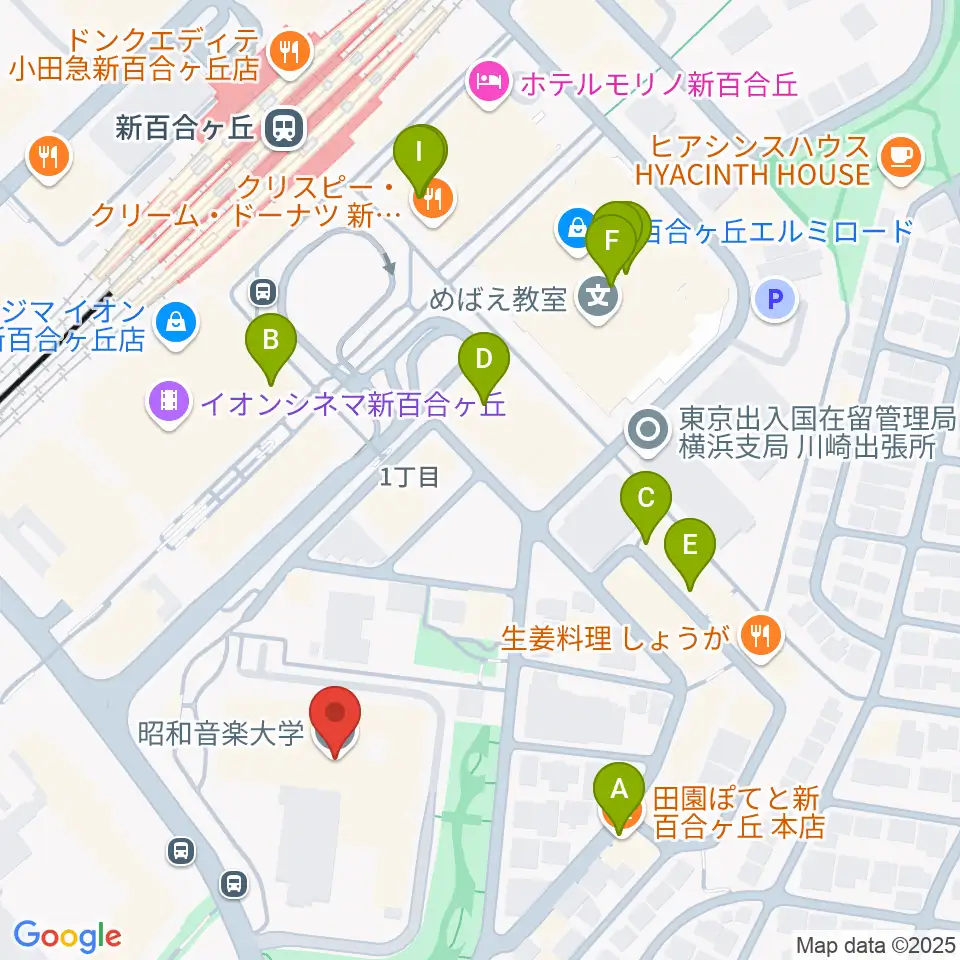 昭和音楽大学周辺のカフェ一覧地図