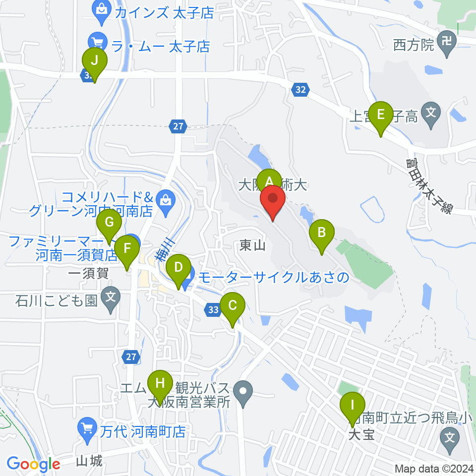 大阪芸術大学 周辺のカフェ一覧マップ