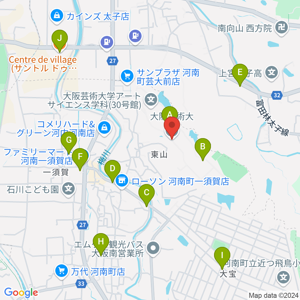 大阪芸術大学周辺のカフェ一覧地図