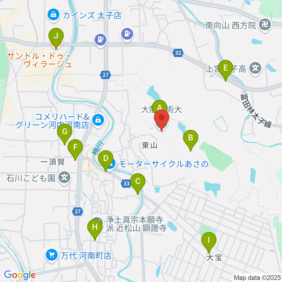 大阪芸術大学周辺のカフェ一覧地図