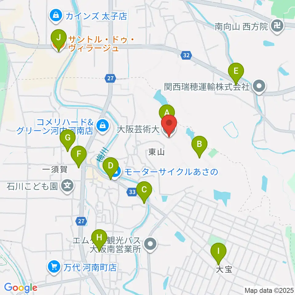 大阪芸術大学周辺のカフェ一覧地図