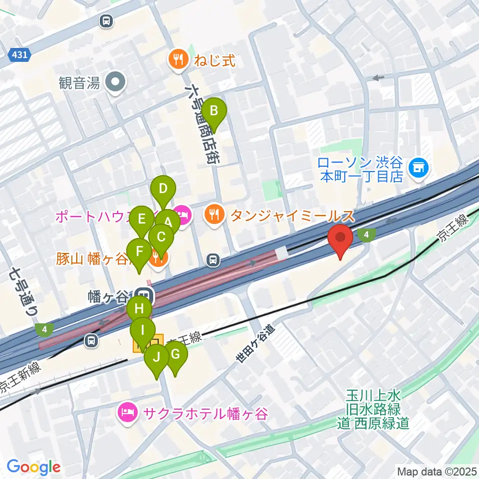 幡ヶ谷リバーススタジオ周辺のカフェ一覧地図