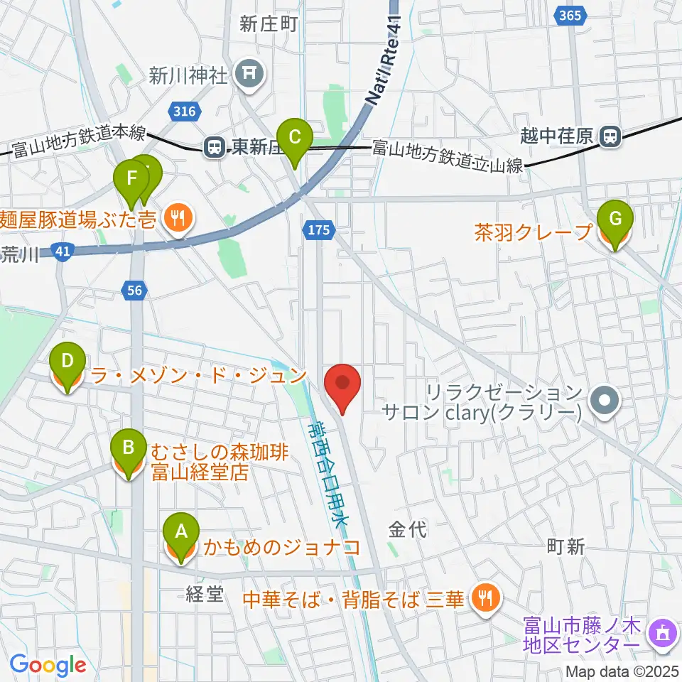 わをん音楽教室周辺のカフェ一覧地図