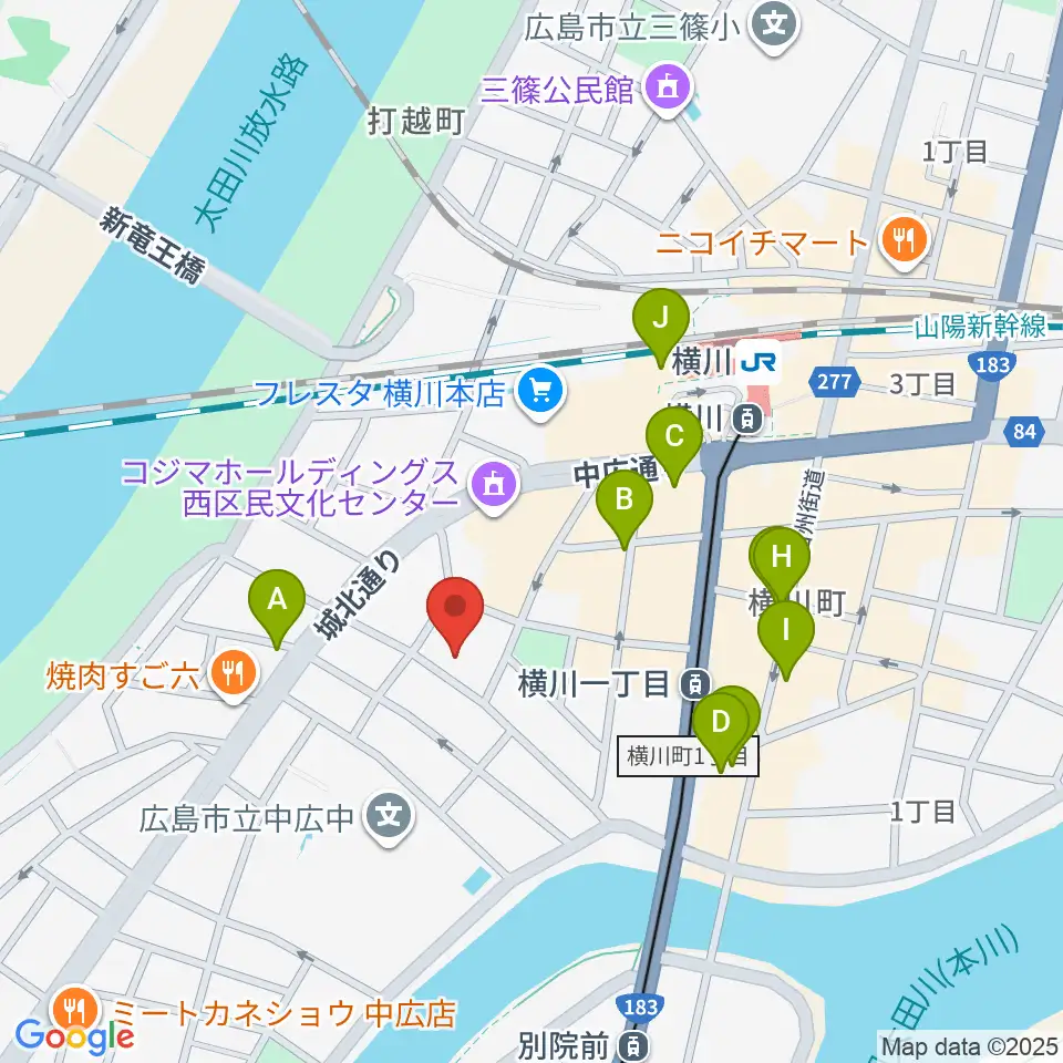 広島コンピュータ専門学校周辺のカフェ一覧地図