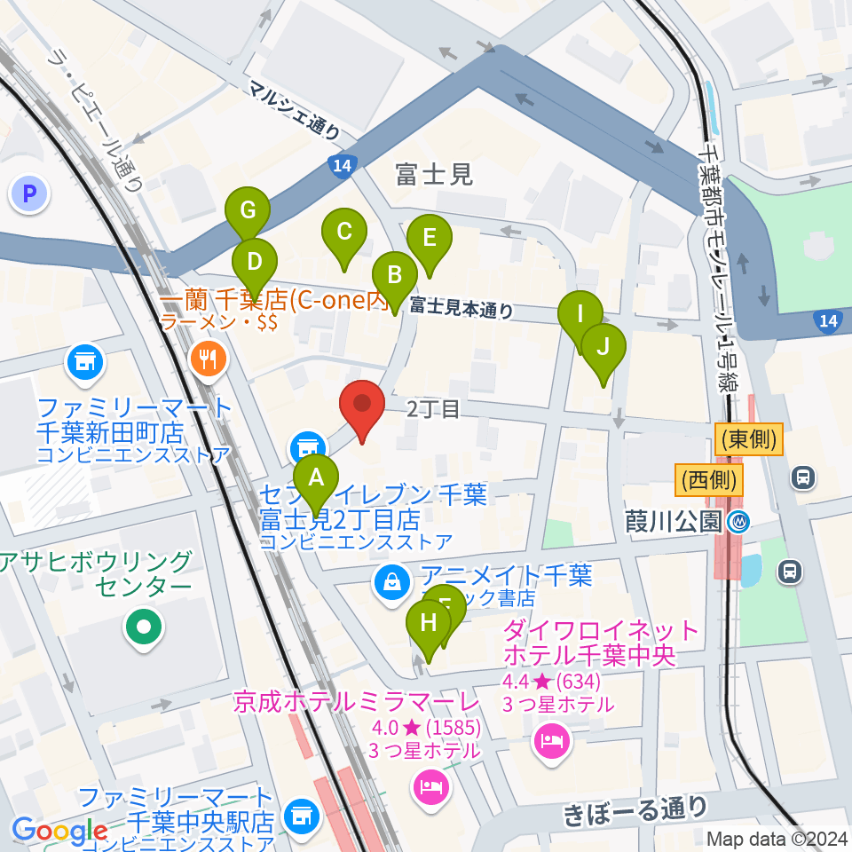 千葉ANGA周辺のカフェ一覧地図