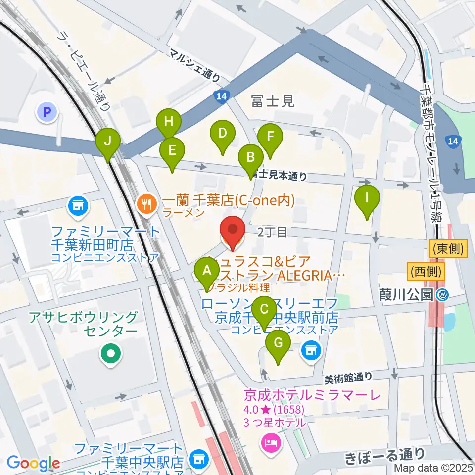 千葉ANGA周辺のカフェ一覧地図