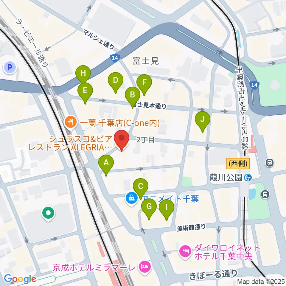千葉ANGA周辺のカフェ一覧地図