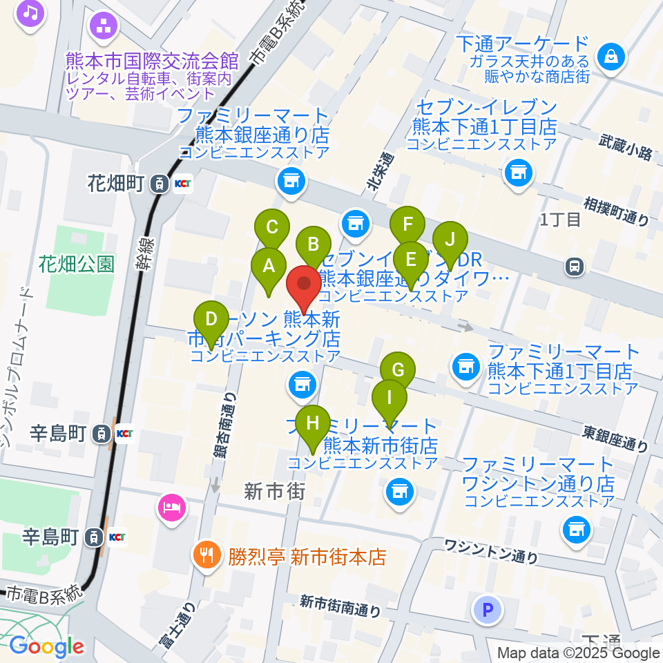 熊本ケンレノン周辺のカフェ一覧地図