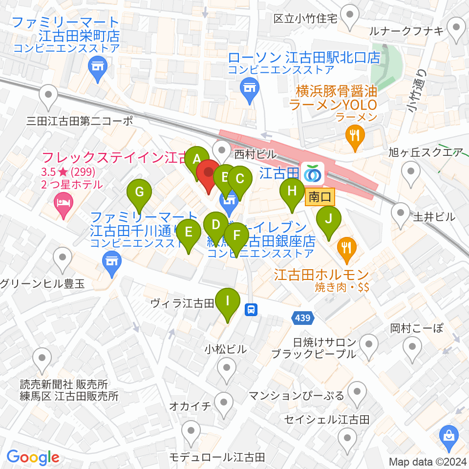江古田そるとぴーなつ周辺のカフェ一覧地図