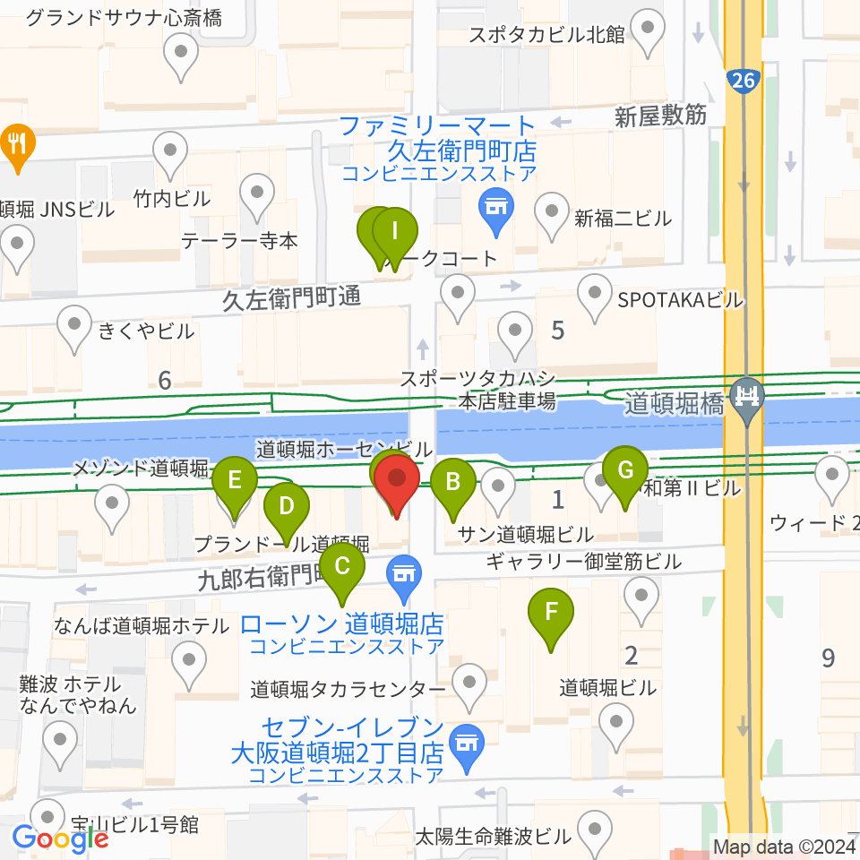 難波セラーバーケント周辺のカフェ一覧地図