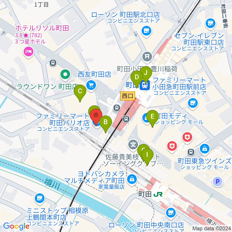 まほろ座MACHIDA周辺のカフェ一覧地図