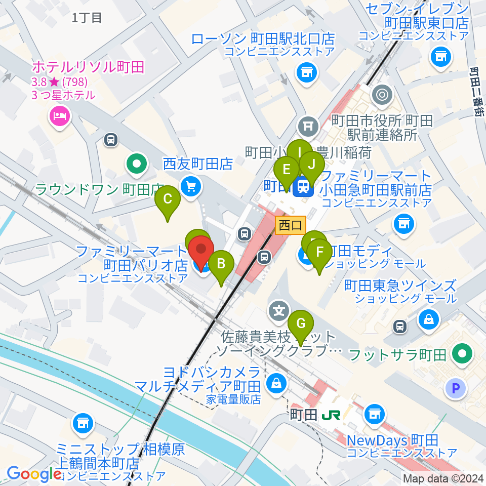 まほろ座MACHIDA周辺のカフェ一覧地図