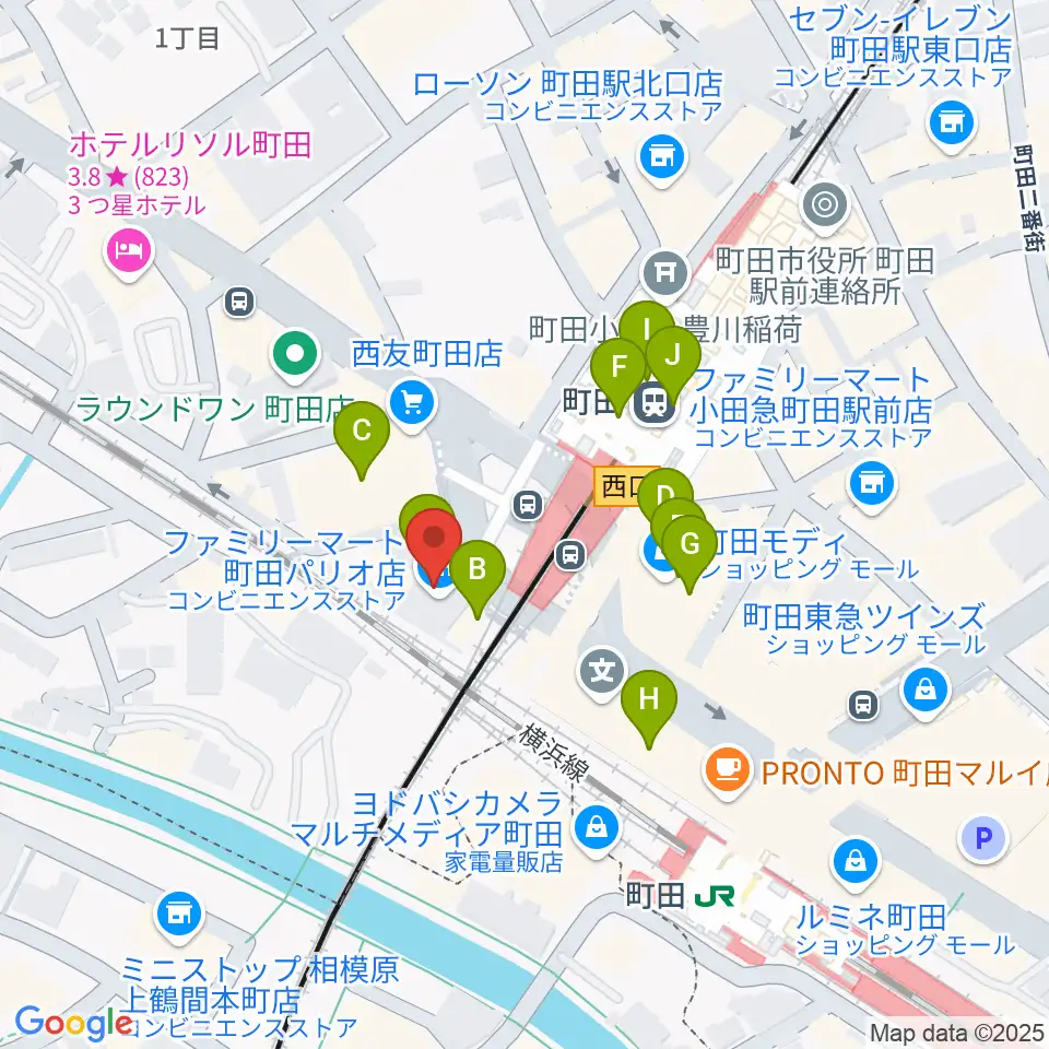まほろ座MACHIDA周辺のカフェ一覧地図