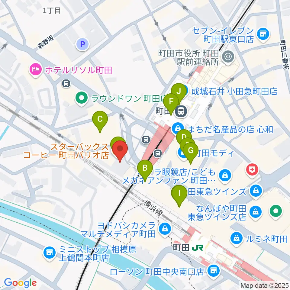 まほろ座MACHIDA周辺のカフェ一覧地図