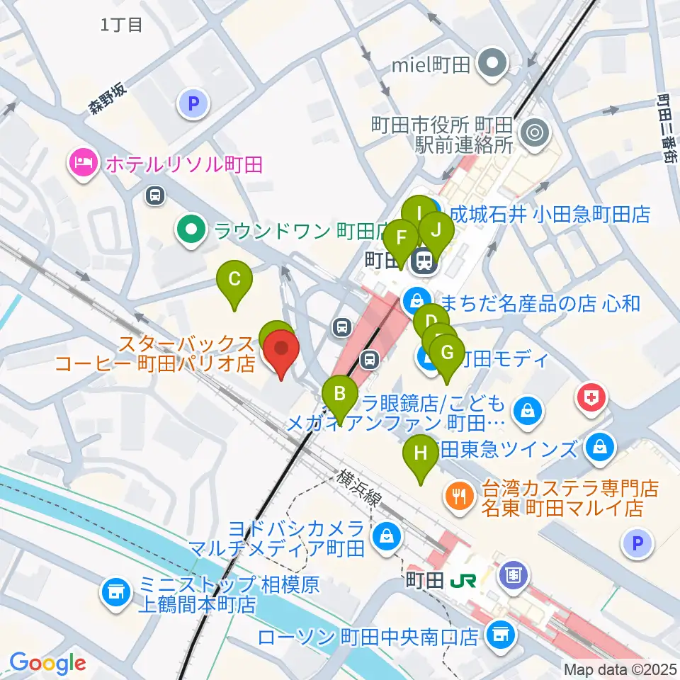 まほろ座MACHIDA周辺のカフェ一覧地図
