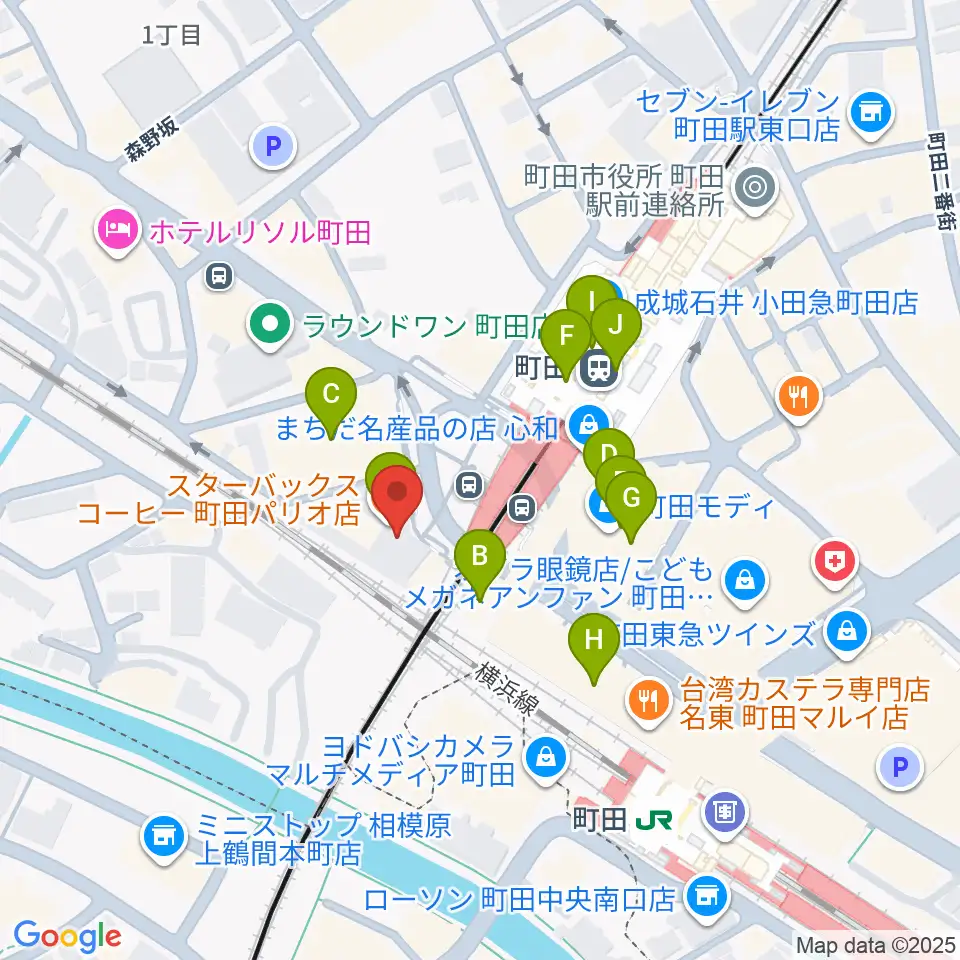 まほろ座MACHIDA周辺のカフェ一覧地図