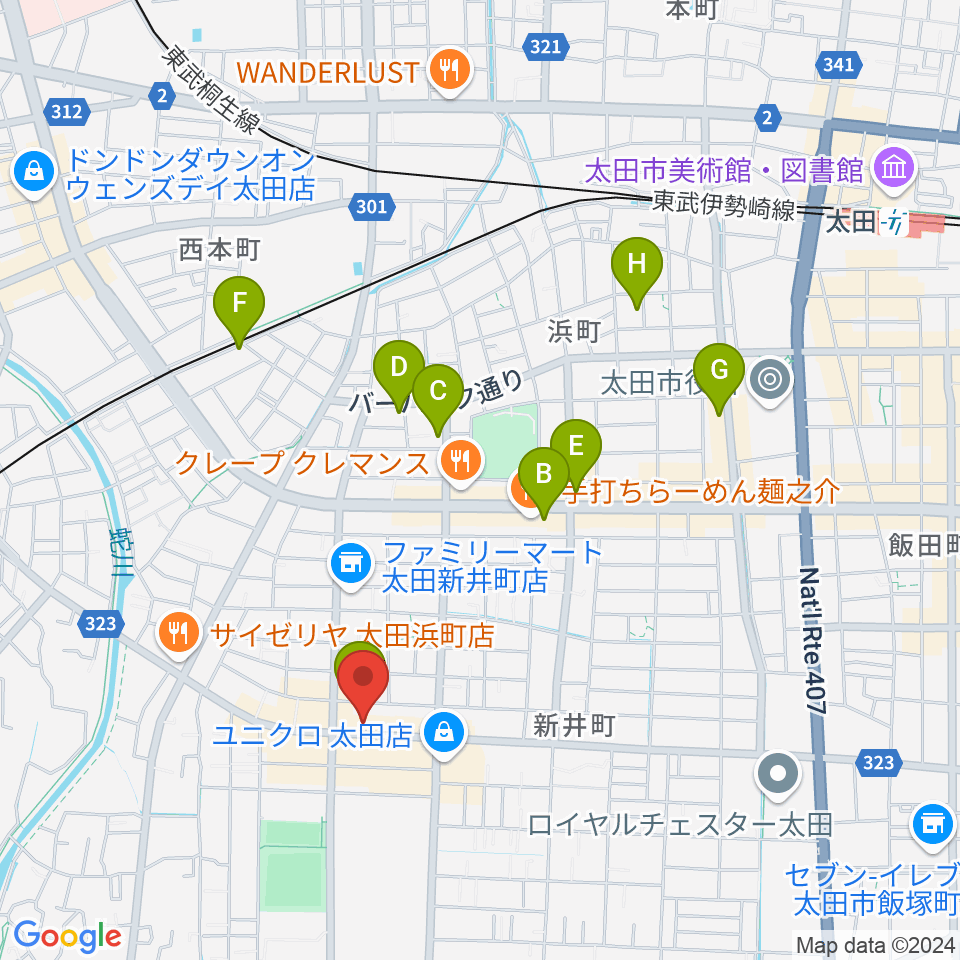 太田エモーション周辺のカフェ一覧地図