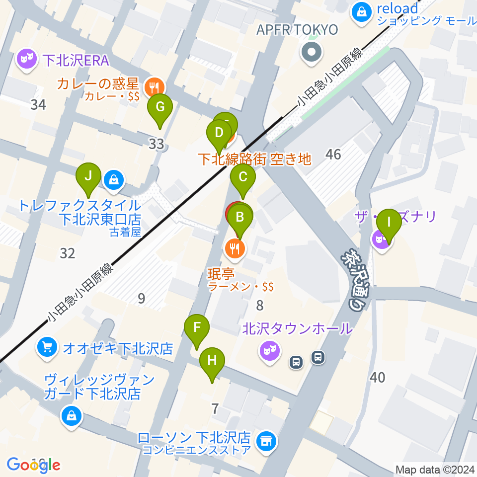 下北沢Music Island O周辺のカフェ一覧地図