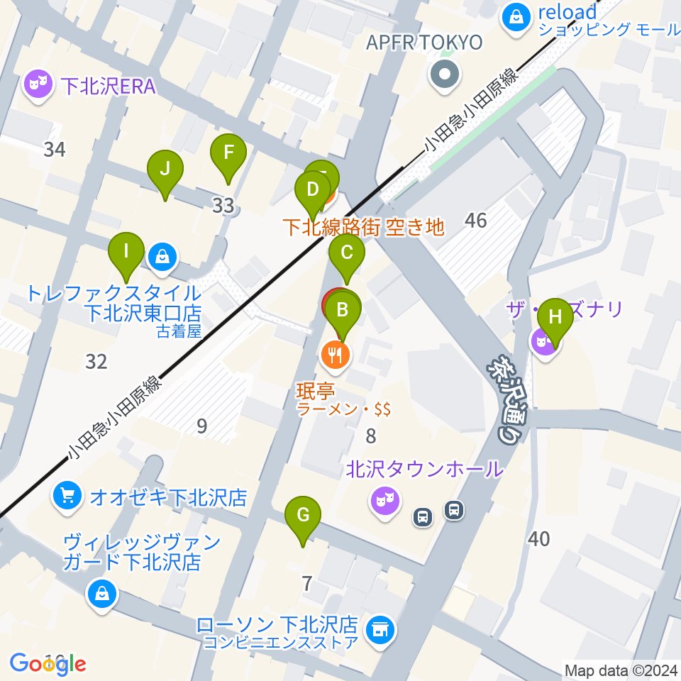 下北沢Music Island O周辺のカフェ一覧地図