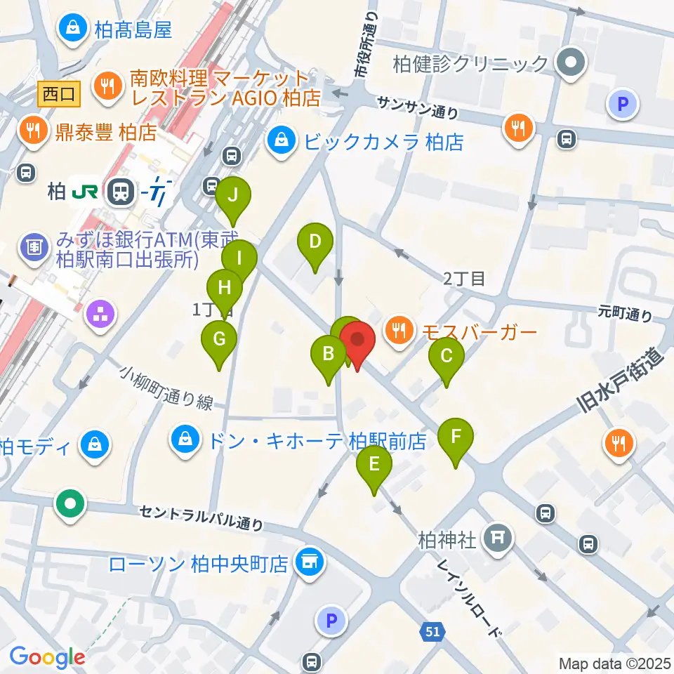 柏Studio WUU周辺のカフェ一覧地図
