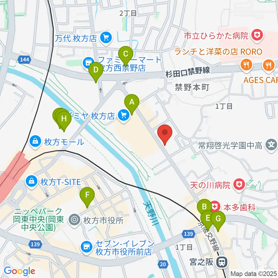 リプルミュージック周辺のカフェ一覧地図