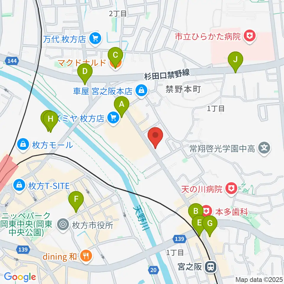 リプルミュージック周辺のカフェ一覧地図