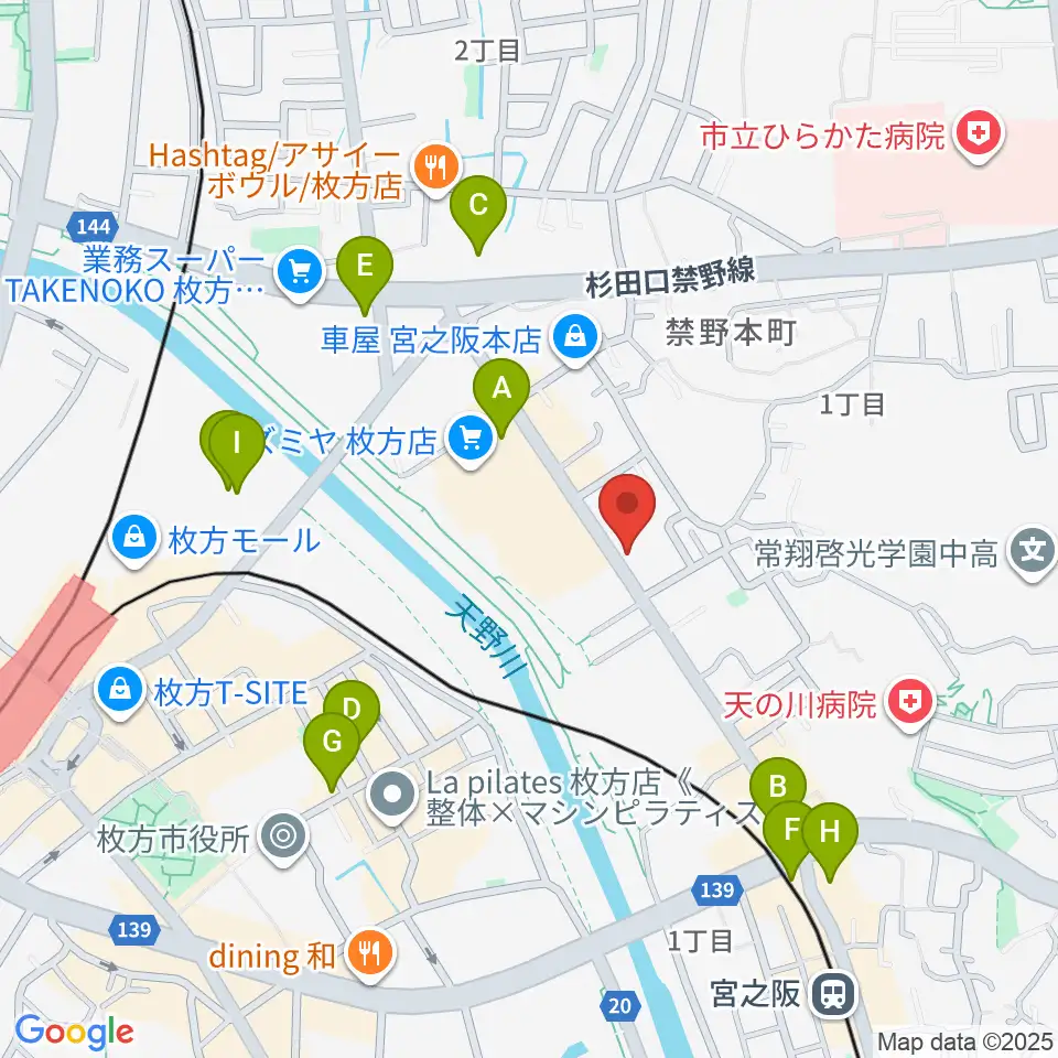 リプルミュージック周辺のカフェ一覧地図