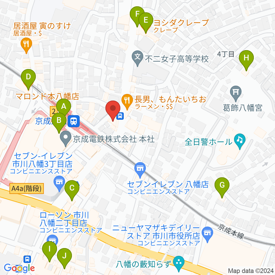 本八幡ルート14周辺のカフェ一覧地図