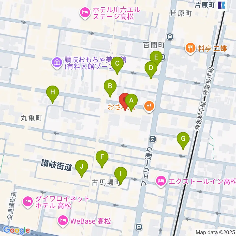 高松スタジオナッシュビル周辺のカフェ一覧地図