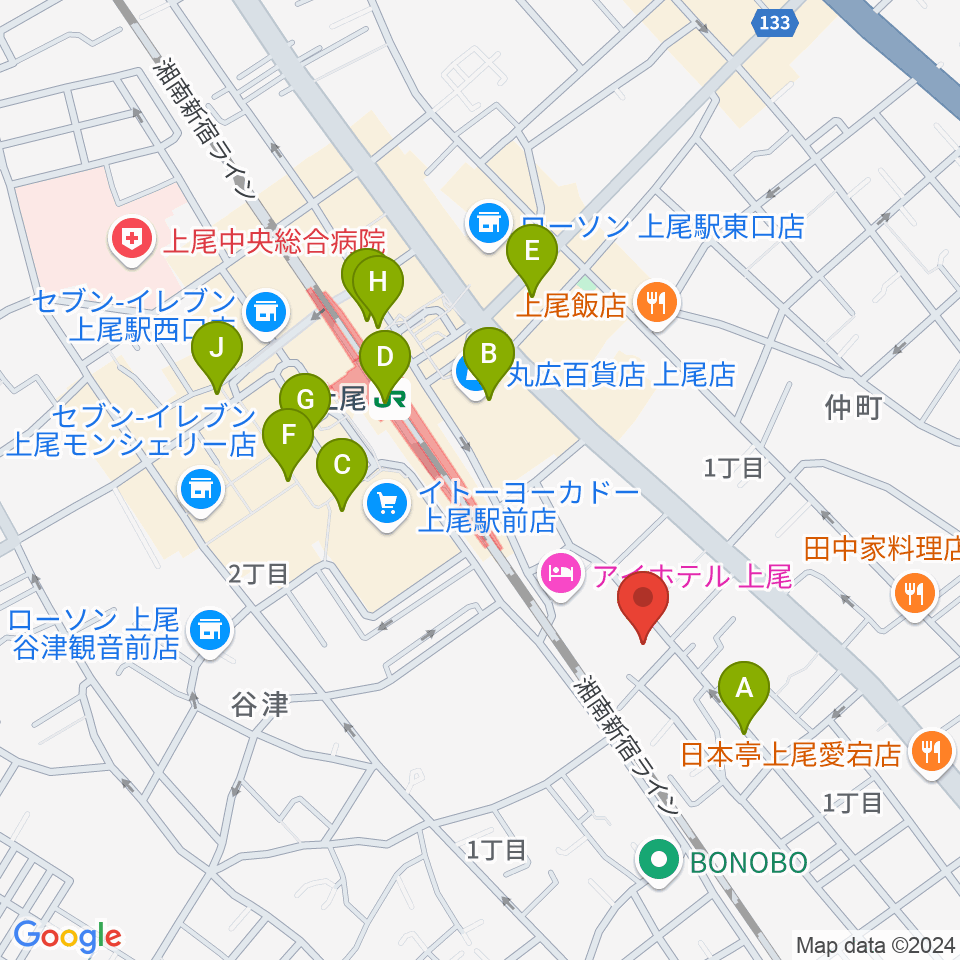 上尾 プラス・イレヴン周辺のカフェ一覧地図