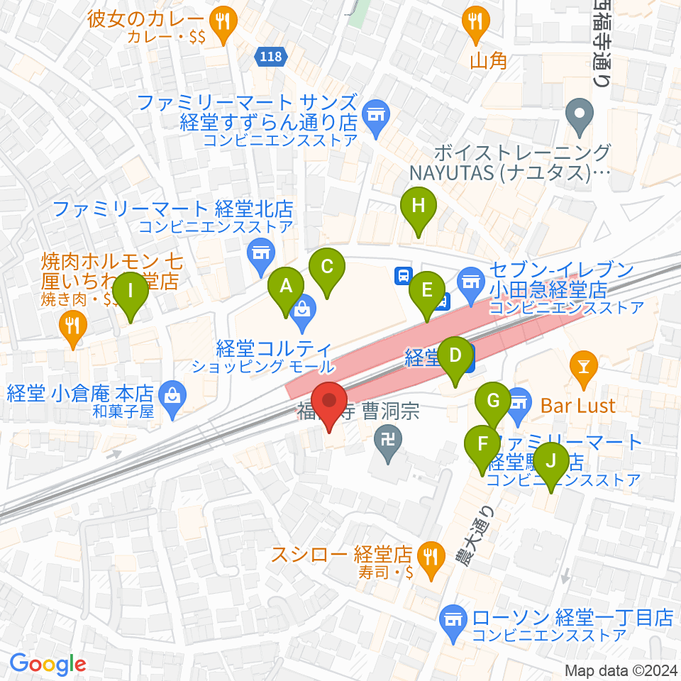 経堂Crazy Love周辺のカフェ一覧地図