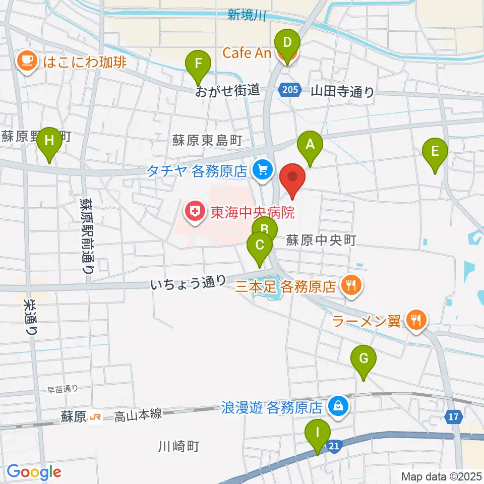 プリニーの文化ホール周辺のカフェ一覧地図