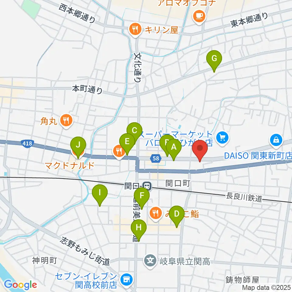 シノダ楽器 旭ヶ丘センター周辺のカフェ一覧地図