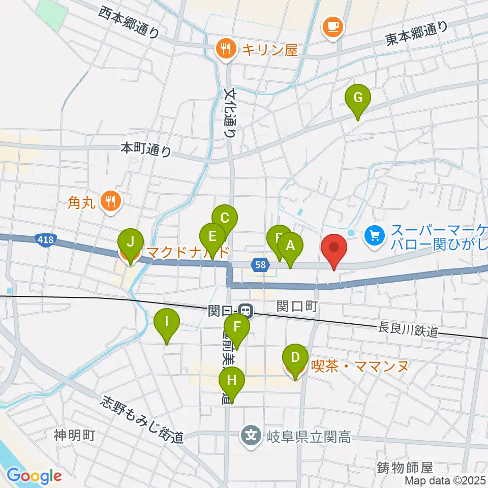 シノダ楽器 旭ヶ丘センター周辺のカフェ一覧地図