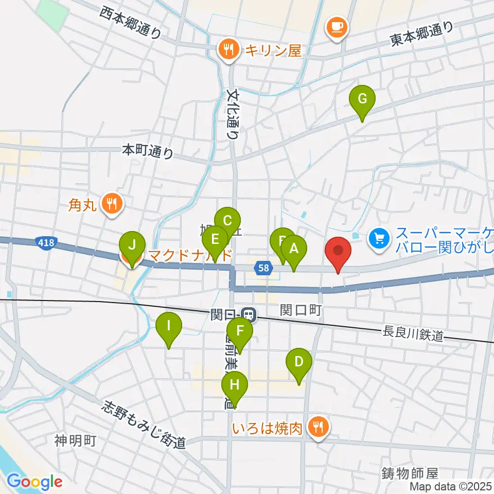 シノダ楽器 旭ヶ丘センター周辺のカフェ一覧地図