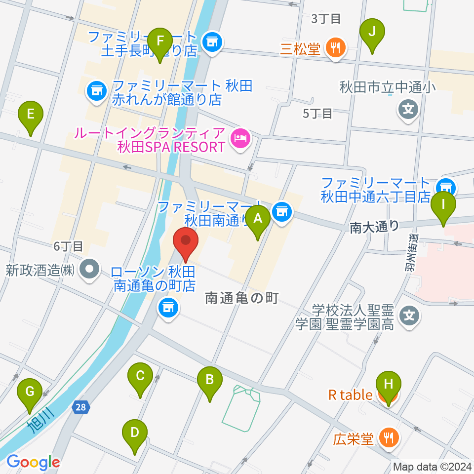 秋田ラウドアフェクション周辺のカフェ一覧地図