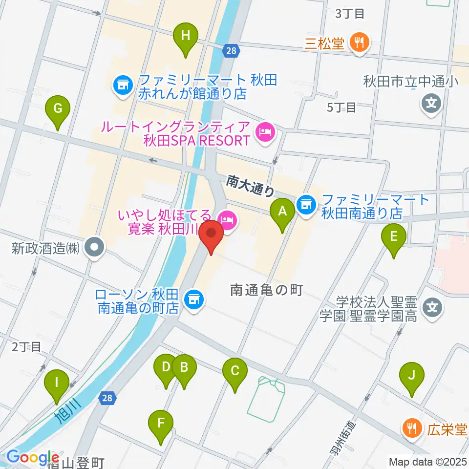 秋田ラウドアフェクション周辺のカフェ一覧地図