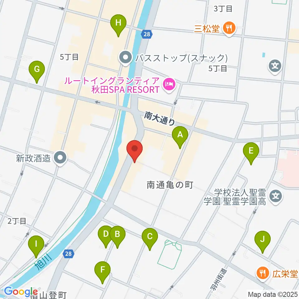 秋田ラウドアフェクション周辺のカフェ一覧地図
