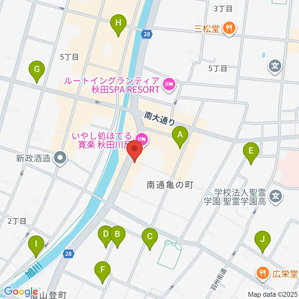 秋田ラウドアフェクション周辺のカフェ一覧地図