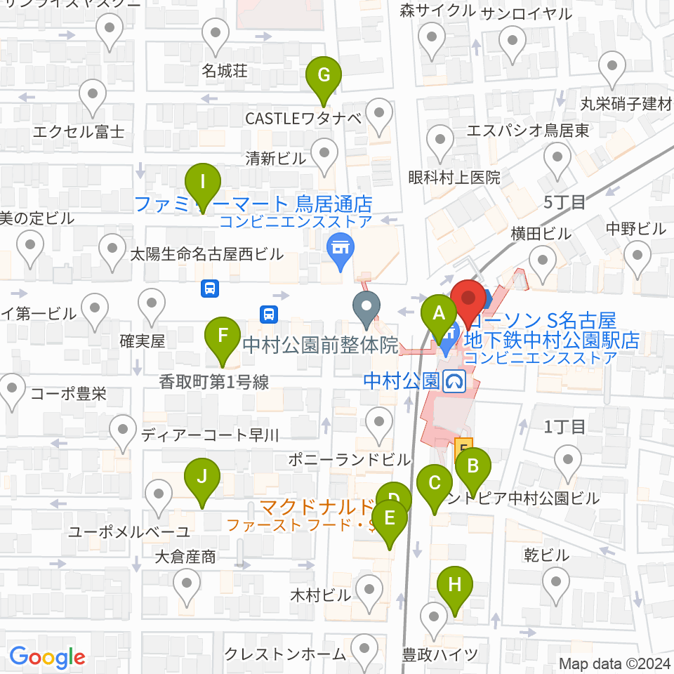 松栄楽器 名古屋店周辺のカフェ一覧地図