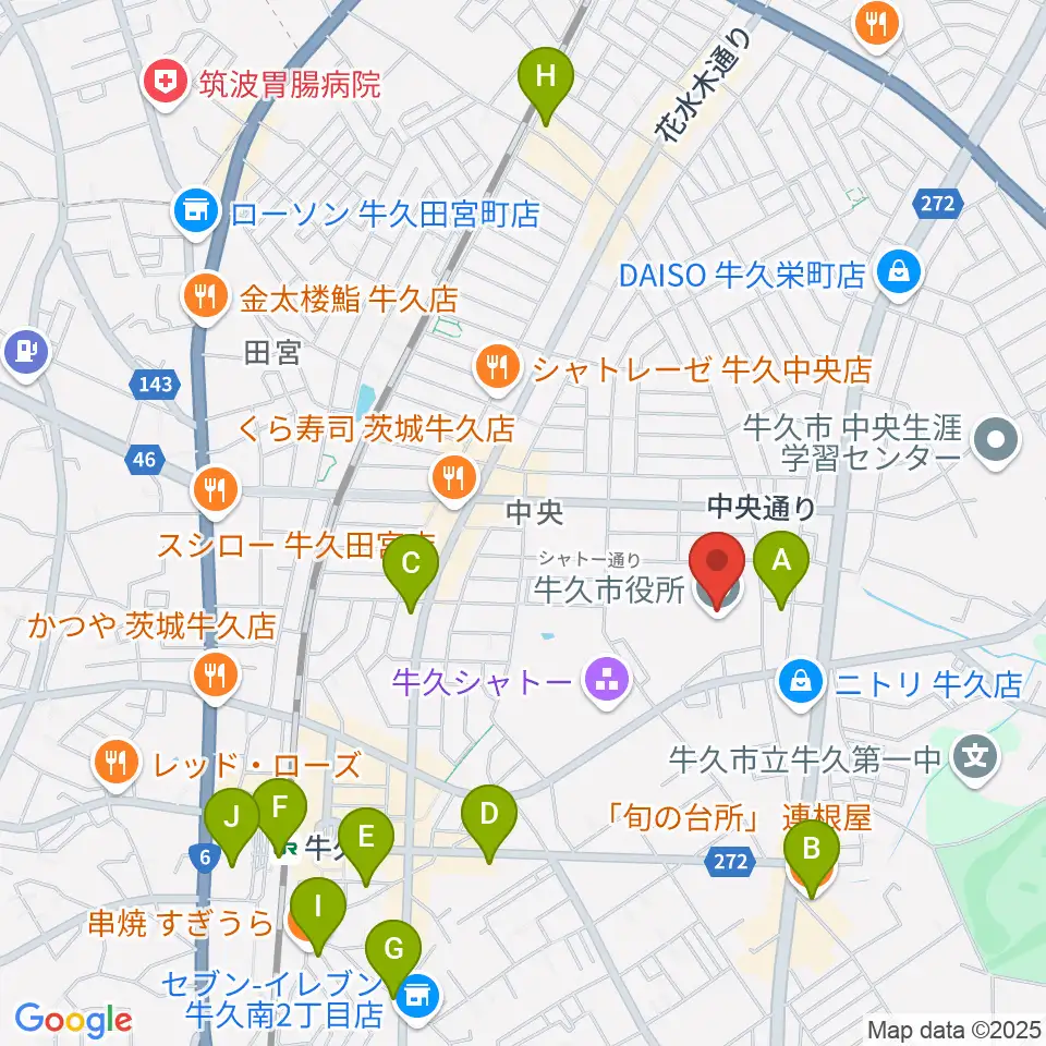 FMうしくうれしく放送(FM-UU)周辺のカフェ一覧地図