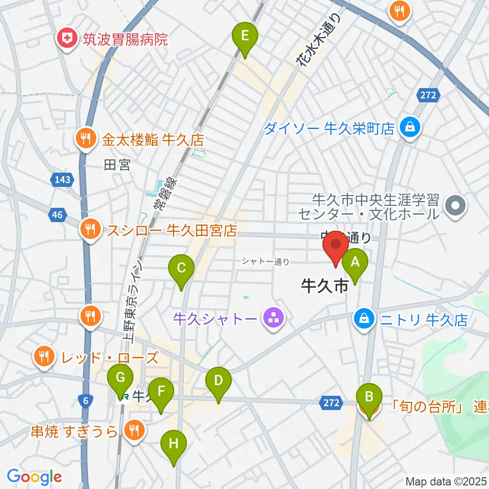 FMうしくうれしく放送周辺のカフェ一覧地図