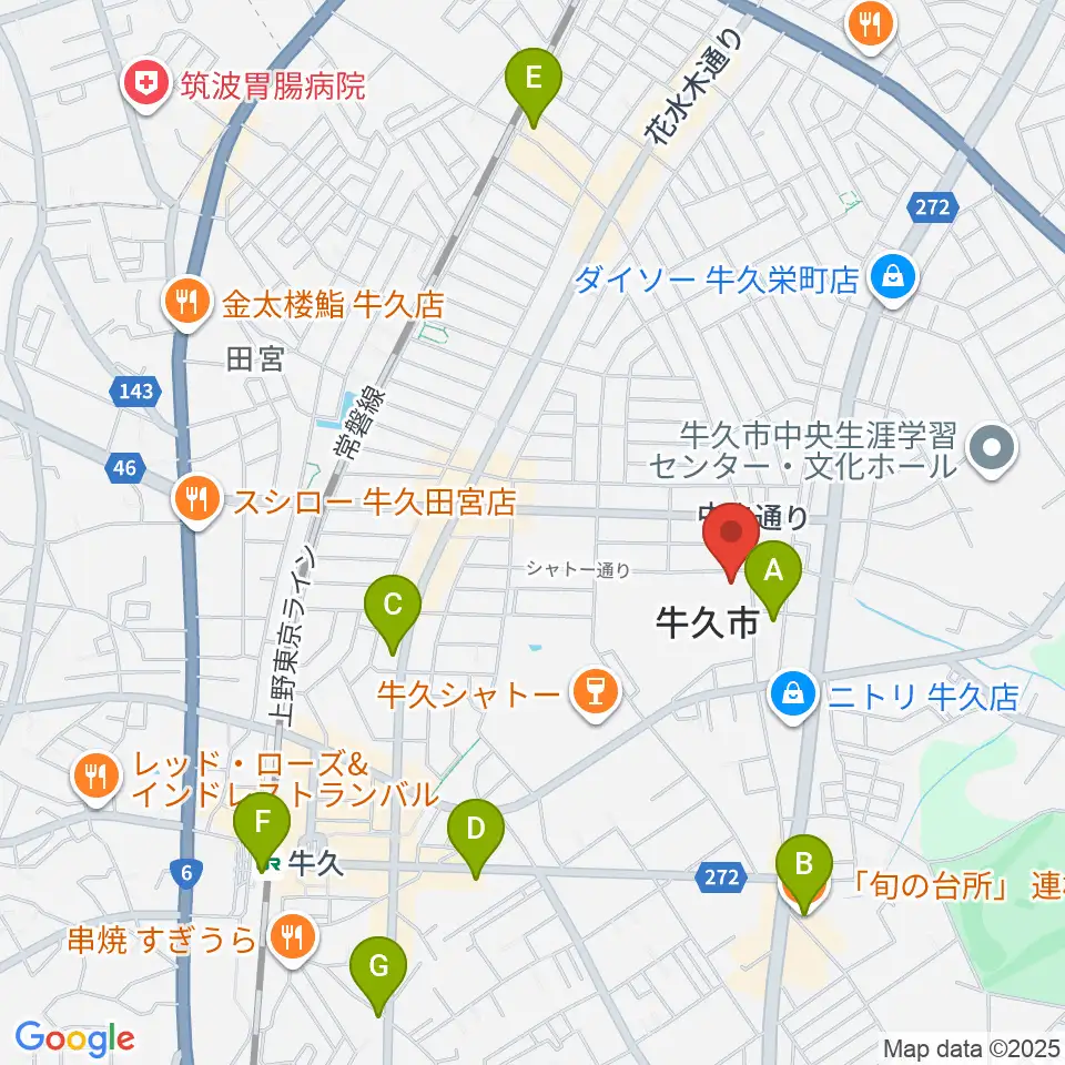 FMうしくうれしく放送周辺のカフェ一覧地図