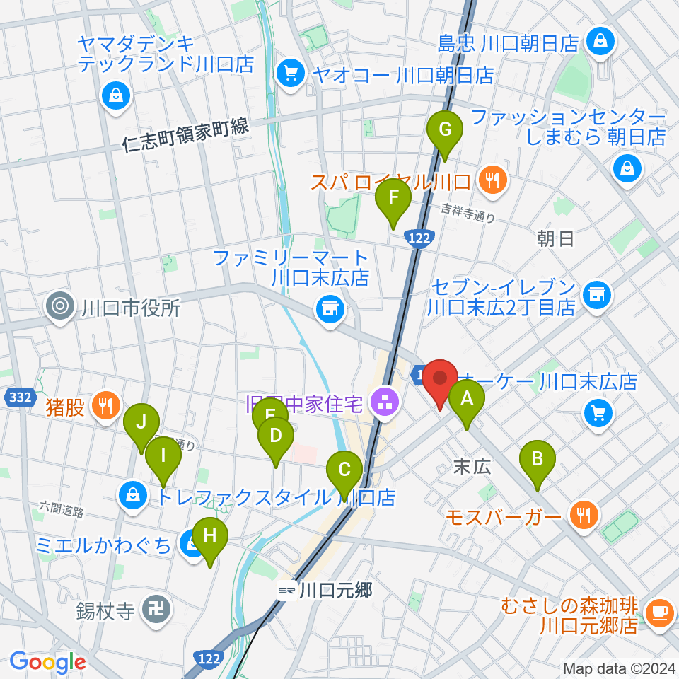 FM川口 856STUDIO周辺のカフェ一覧地図