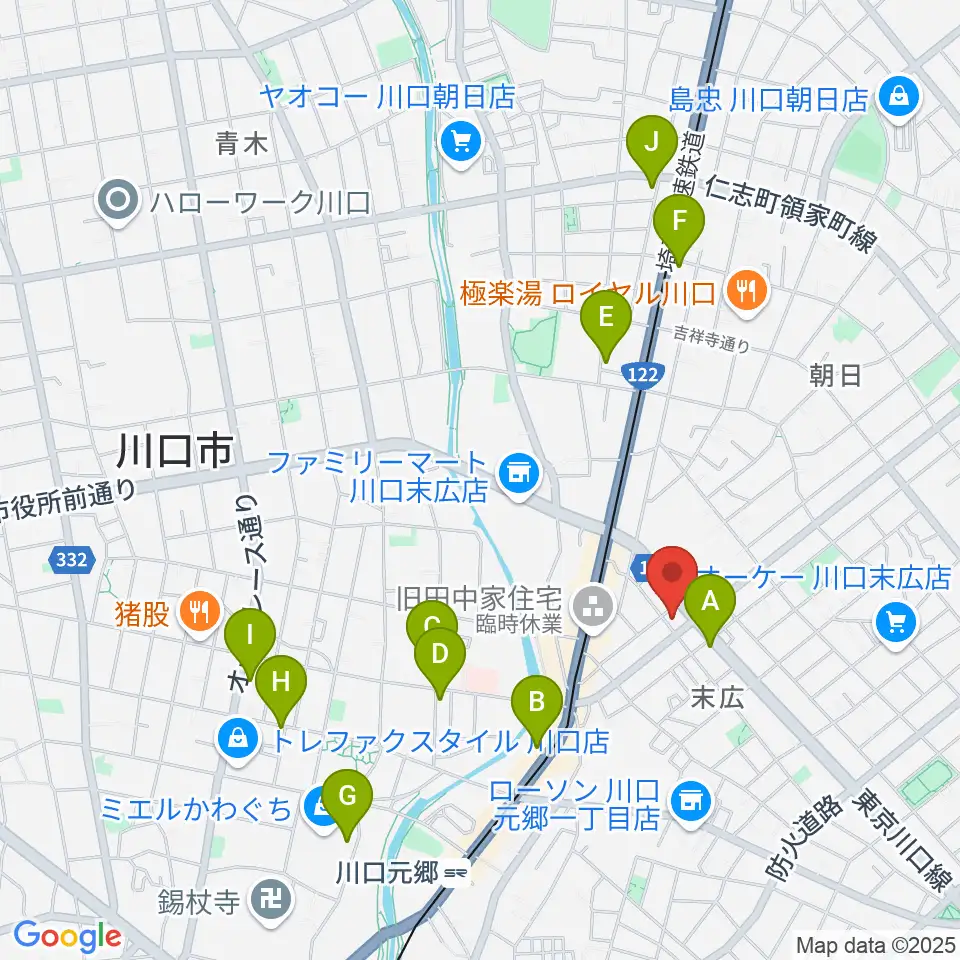FM川口 856STUDIO周辺のカフェ一覧地図