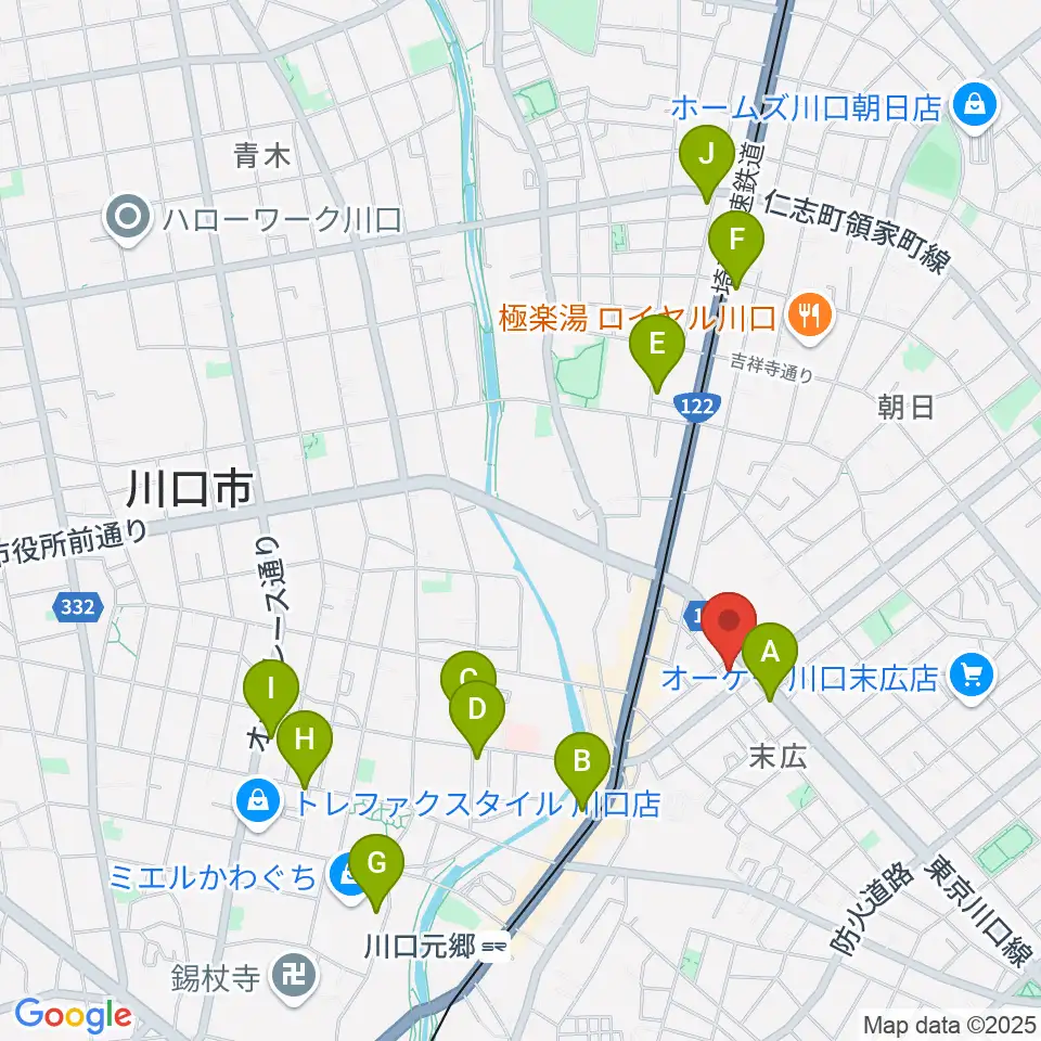 FM川口 856STUDIO周辺のカフェ一覧地図