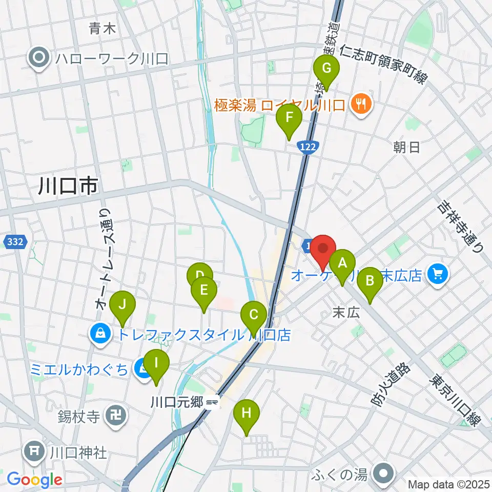 FM川口 856STUDIO周辺のカフェ一覧地図