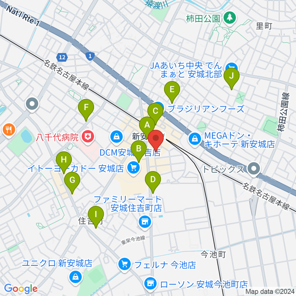 新安城RADIO CLUB周辺のカフェ一覧地図